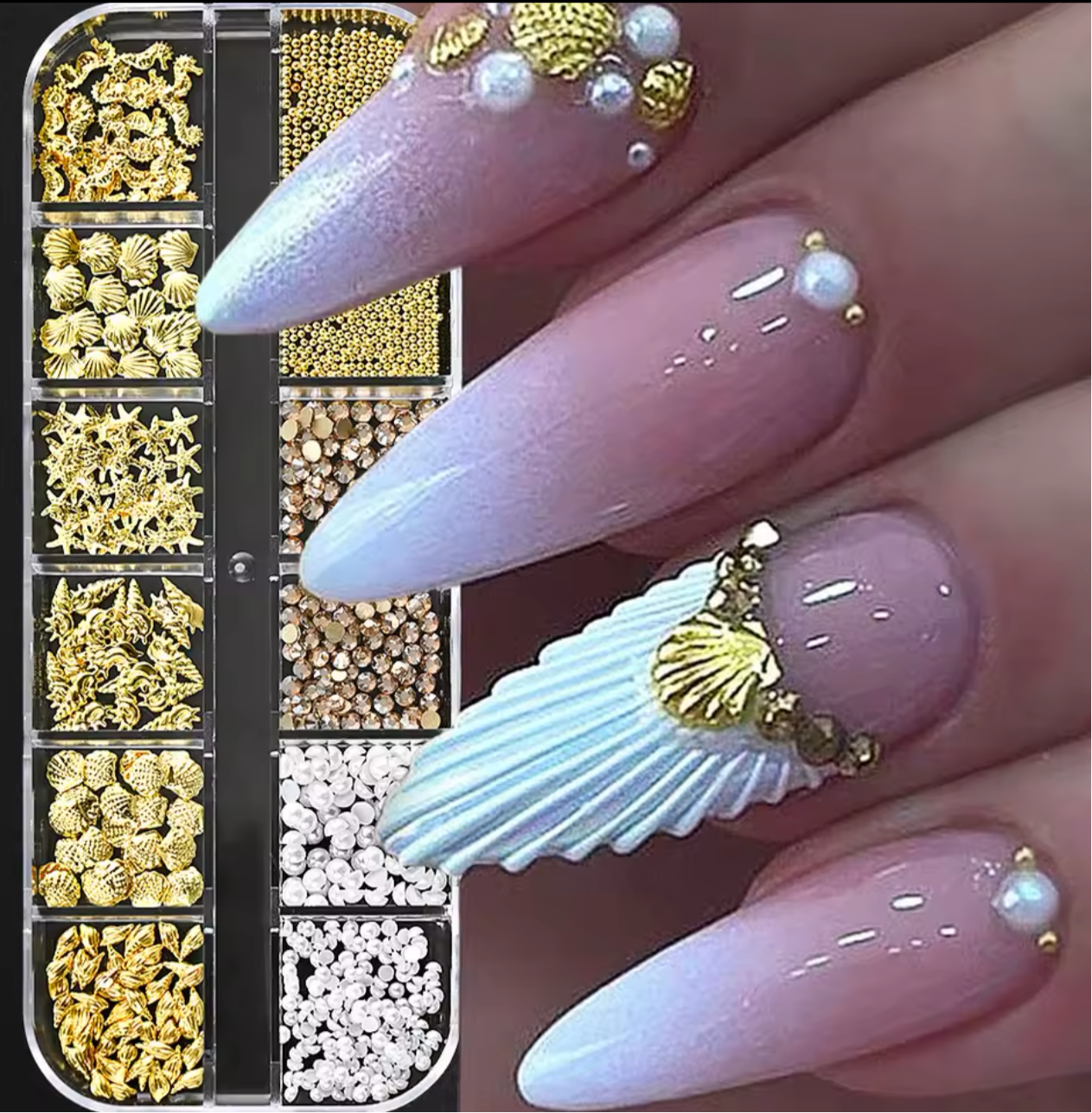 12pk Nail charms and stones