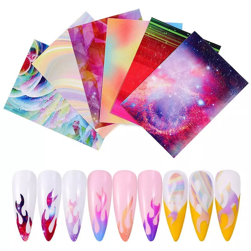 Flame/Fire Holographic nail sticker